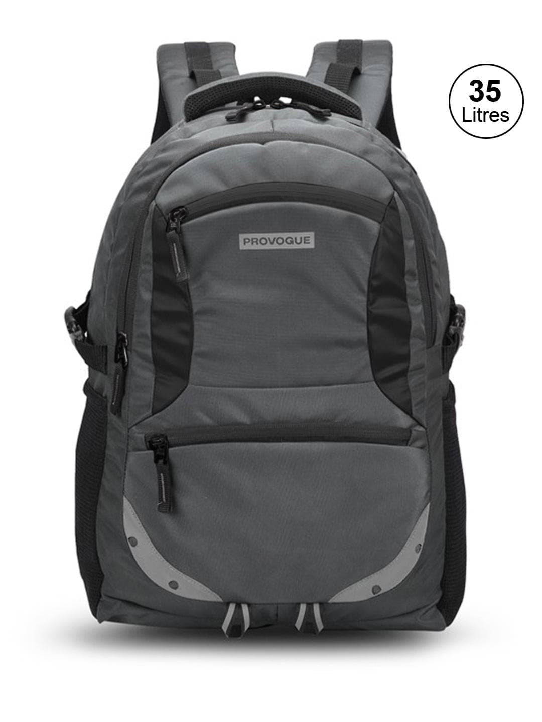 Buy Provogue Unisex Grey & Black Brand Logo Backpack With Reflective Strip 31L - - Accessories for Unisex