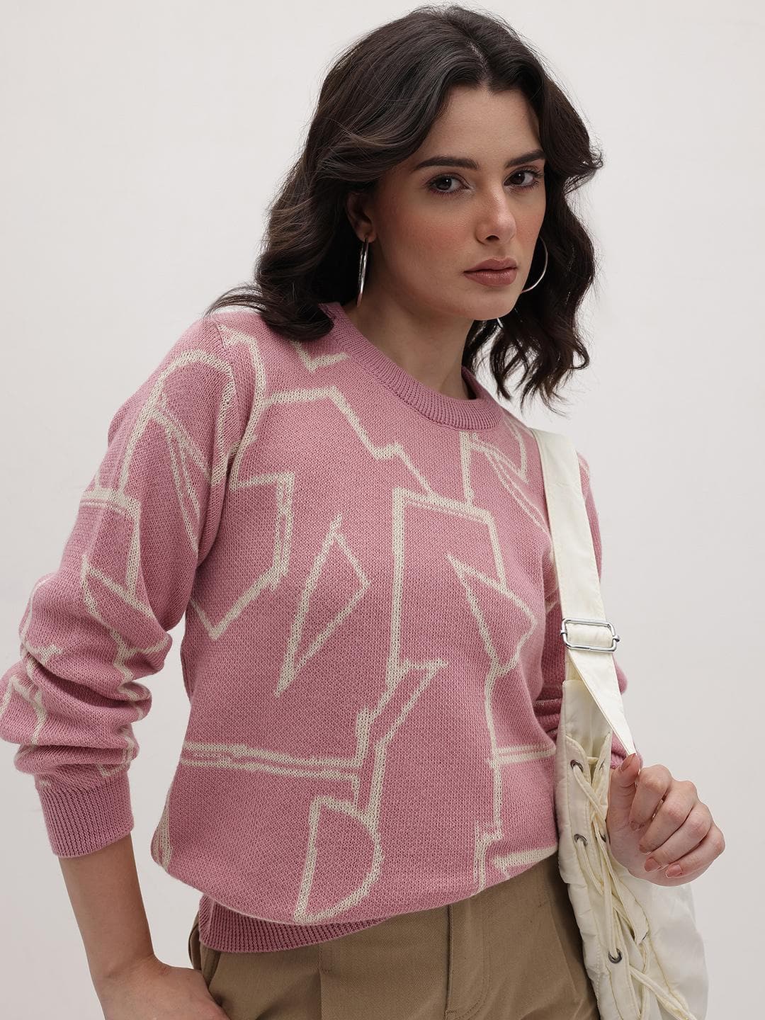 The Roadster Life Co. Abstract Self-Design Round Neck Pullover