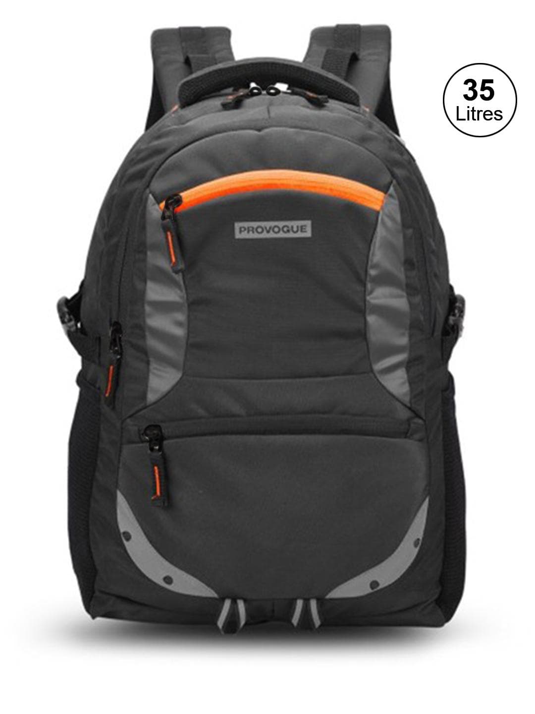 Buy Provogue Unisex Black & Grey Brand Logo Backpack With Reflective Strip 31L - - Accessories for Unisex