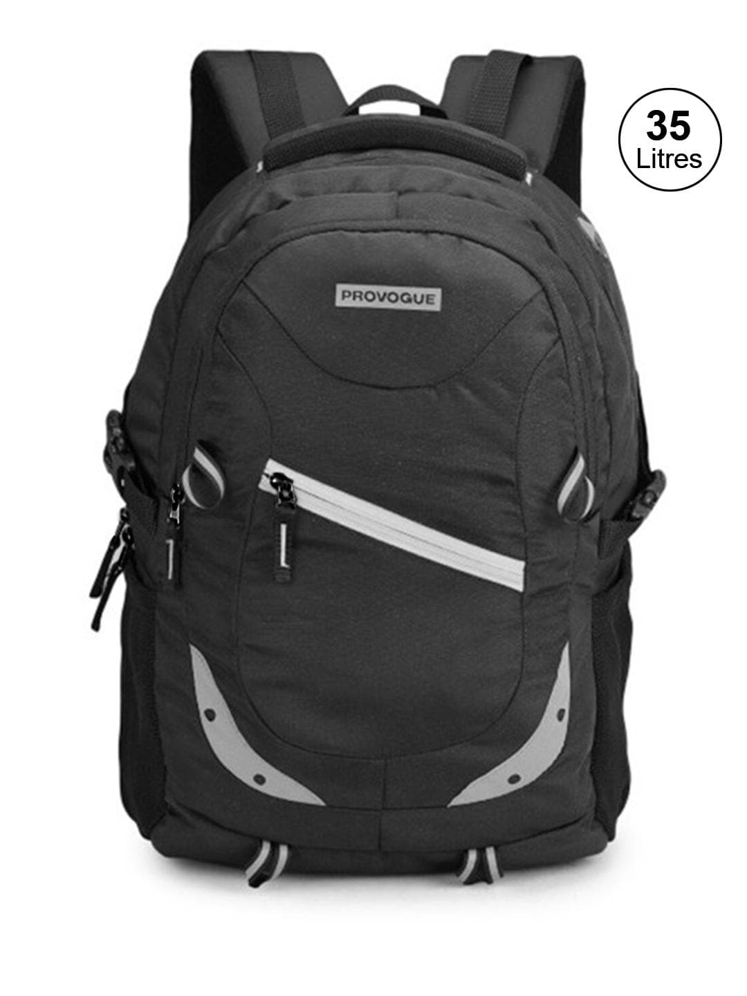 Buy Provogue Unisex Black & Grey Backpack With Reflective Strip 35 L - - Accessories for Unisex