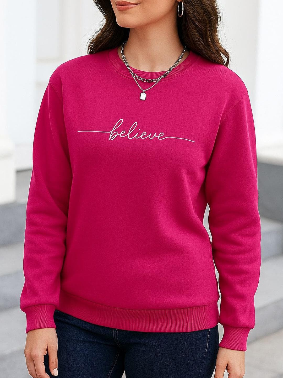 KASHIAN Women Printed Round Neck Sweatshirt