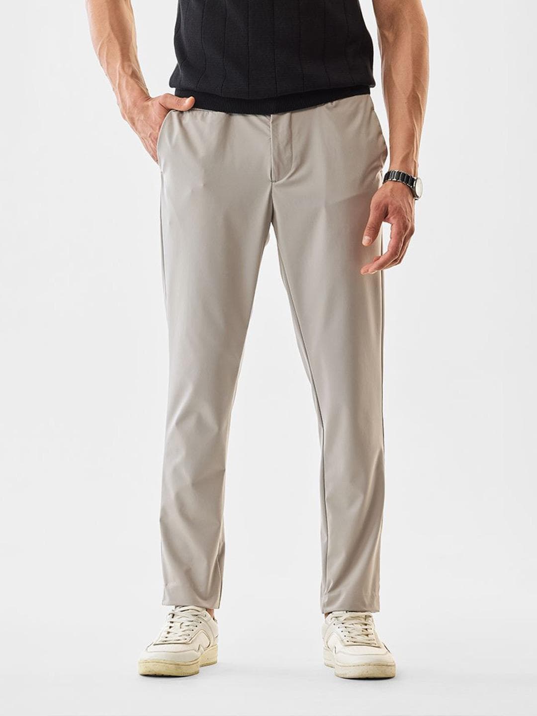 Snitch Men Slim Fit Mid-Rise Trousers