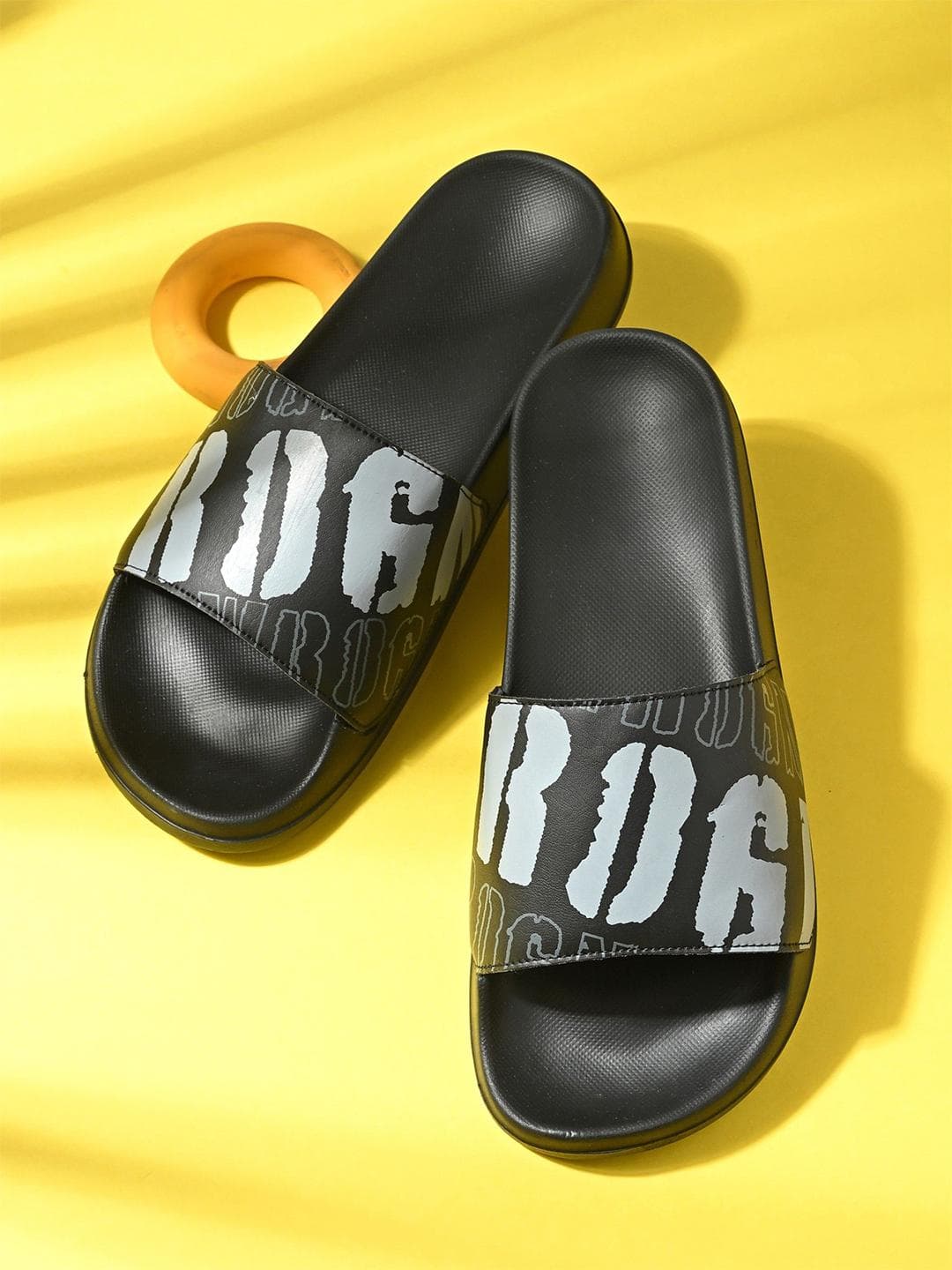 WROGN Men Printed Sliders Flip Flops