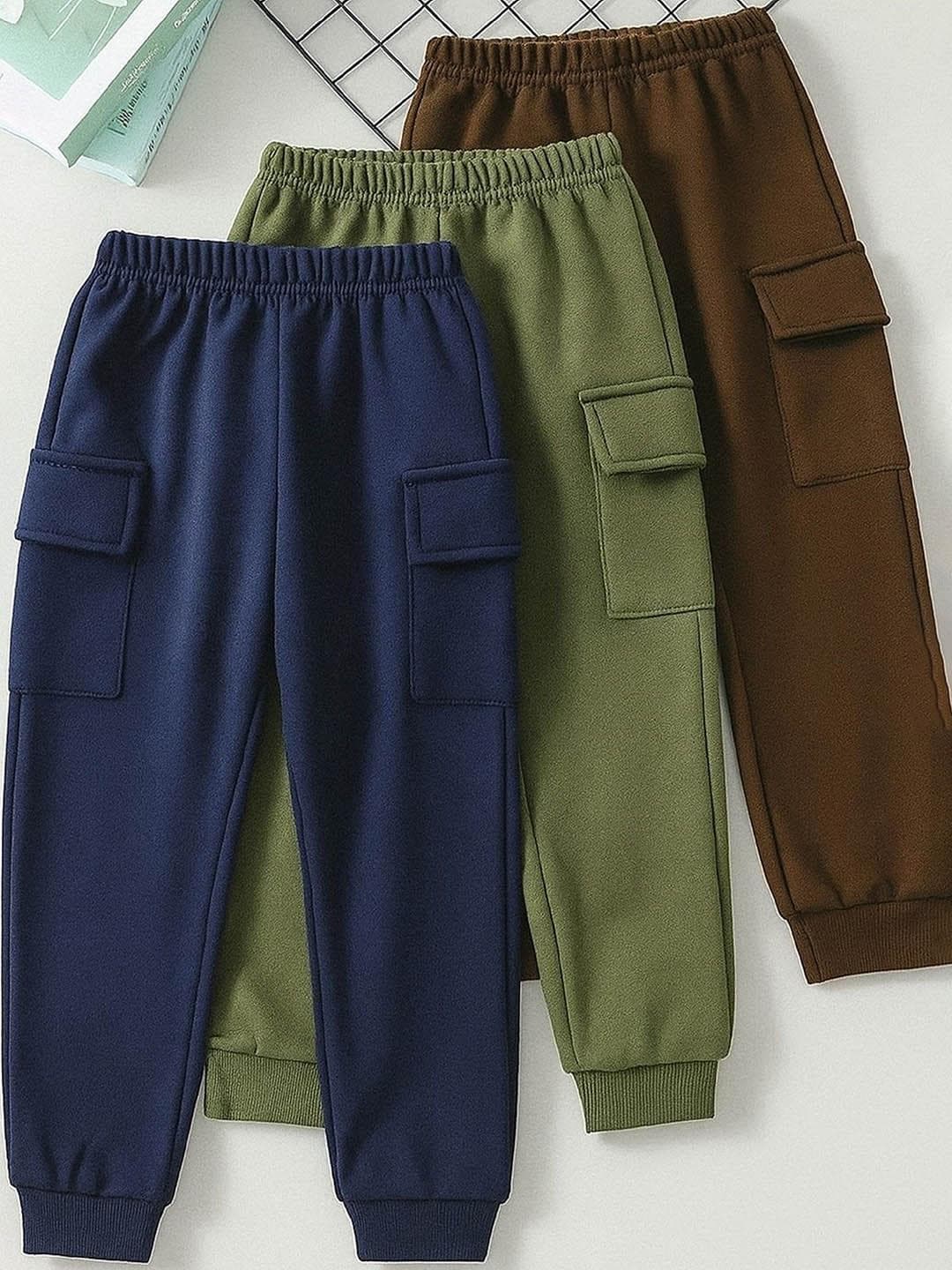 Kaff Kids Pack Of 3 Mid-Rise Regular Fit Joggers