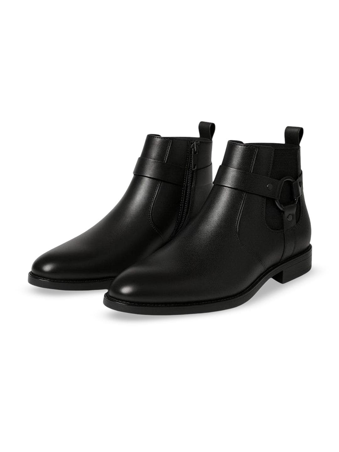 KRAASA Men Block-Heeled Mid-Top Chelsea Boots