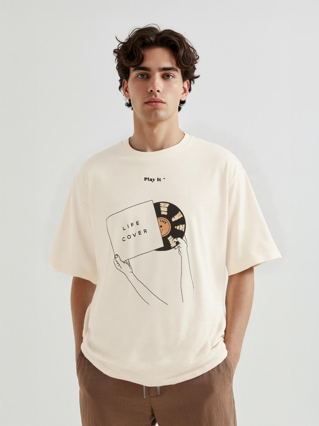 glitchez Oversized Graphic Printed T-shirt with Drop-Shoulder Sleeves