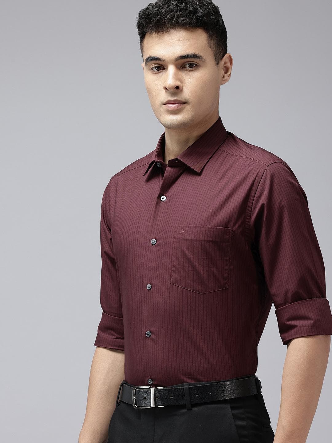 Arrow Manhattan Slim Fit Striped Pure Cotton Formal Shirt