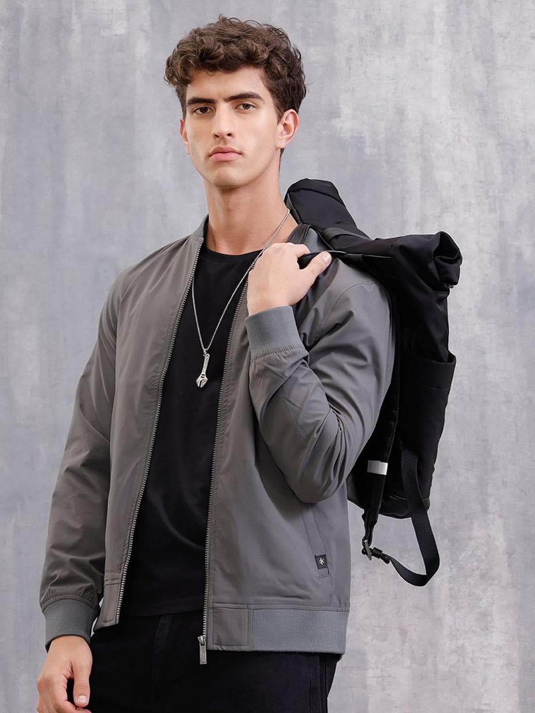 WROGN Mandarin Collar Bomber Jacket