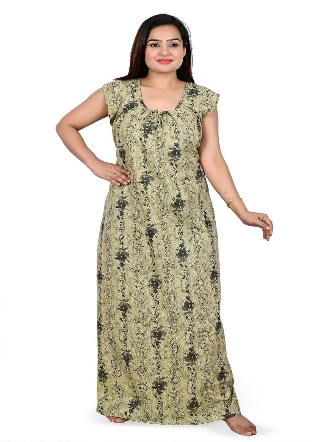 ANKONA Women Pure Cotton Sleeveless Maxi Nightdress