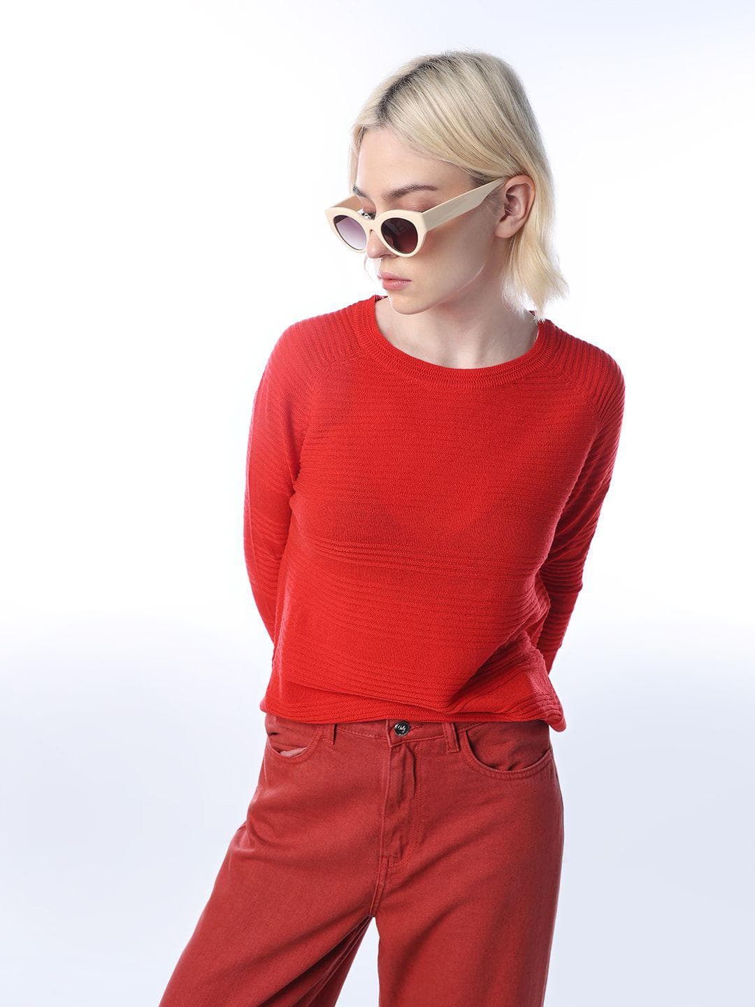 ONLY Women Self Design Pullover Sweaters