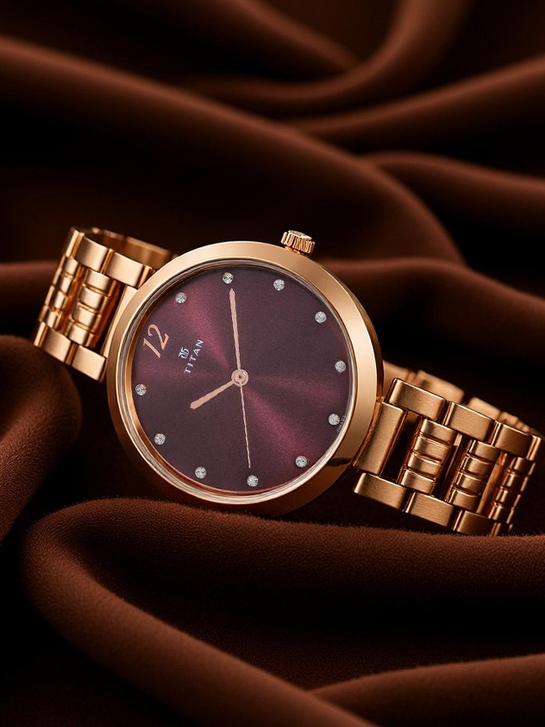 Buy Titan Sparkle Quartz Analog With Burgundy Dial Watch For Women Nt2480wm02 - - Accessories for Women