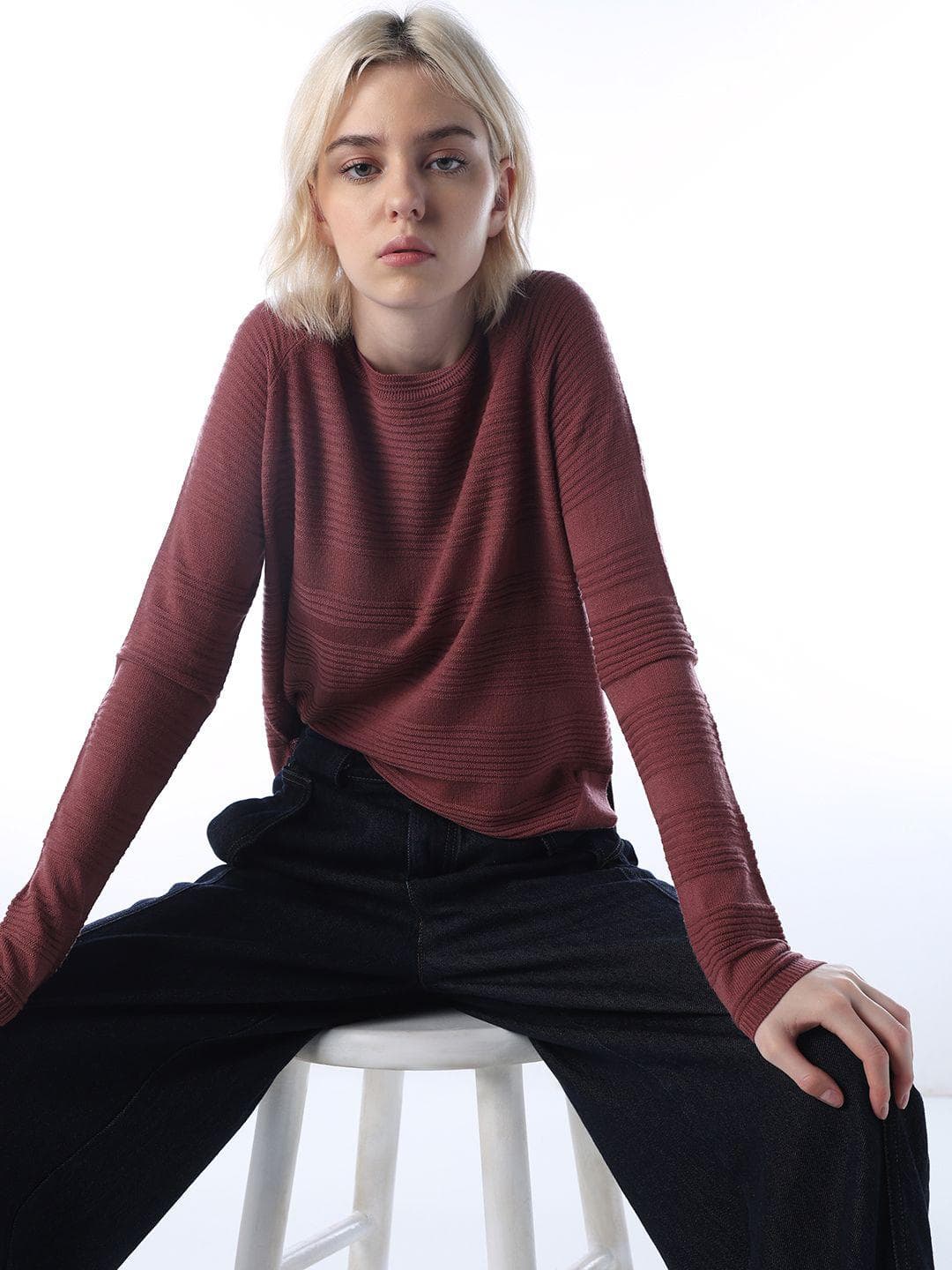 ONLY Women Self Design Pullover Sweater