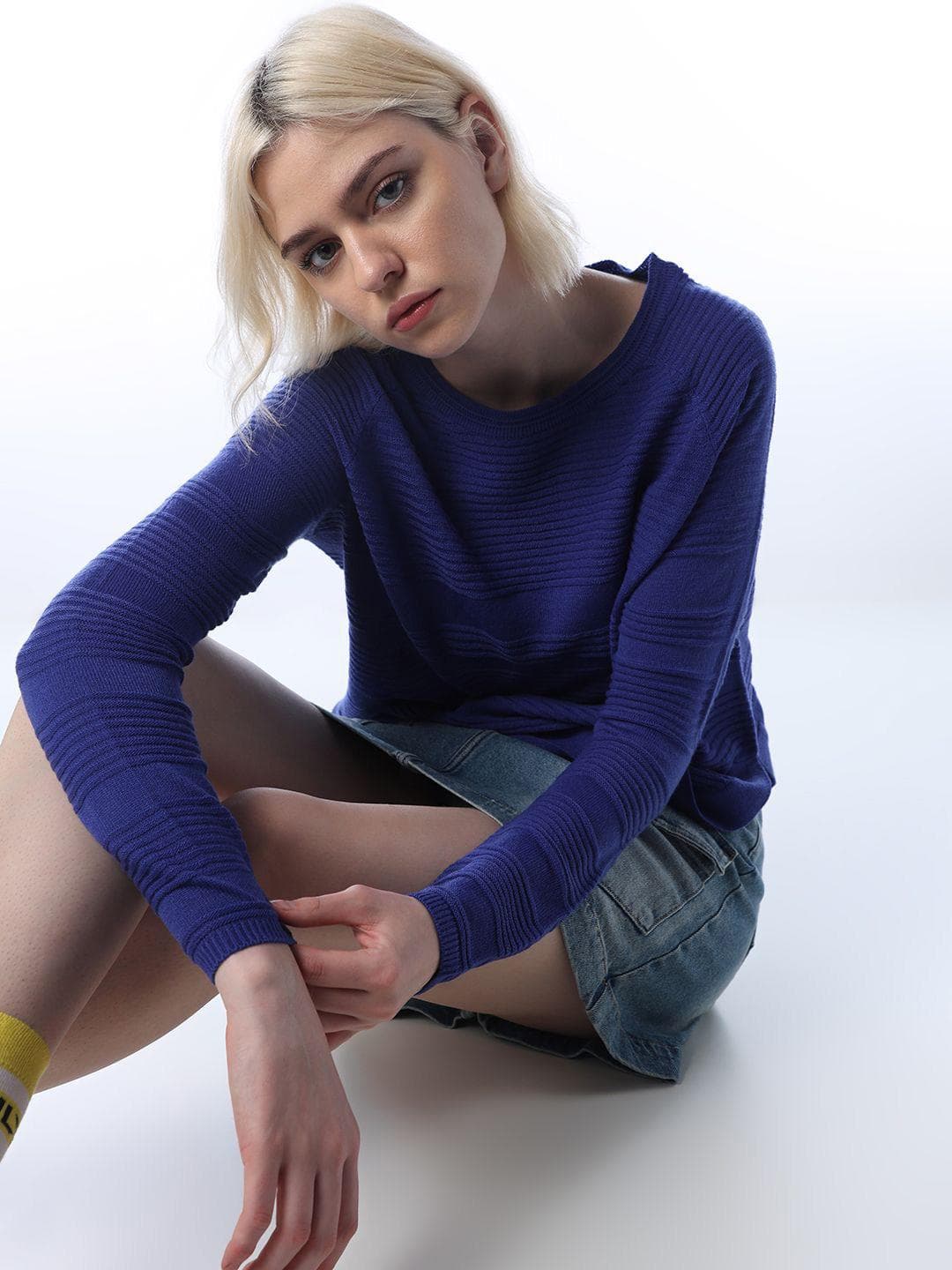 ONLY Women Self Design Long Sleeves Pullover