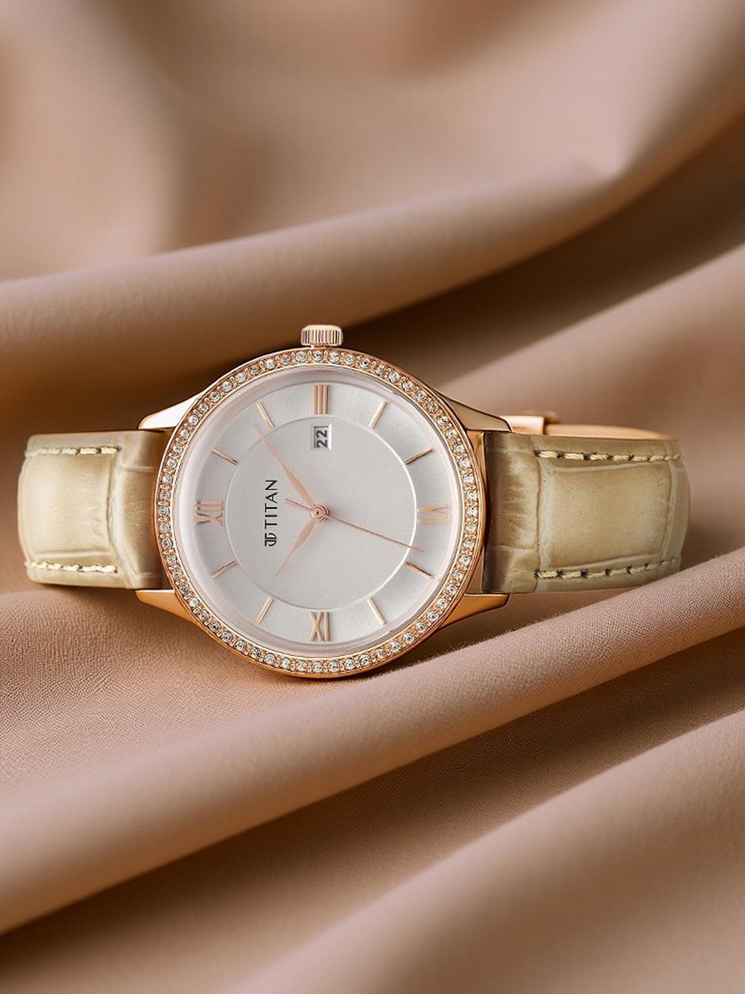 Buy Titan Bright Leathers Quartz Analog With Silver Dial Watch For Women Nt95247wl04 - - Accessories for Women