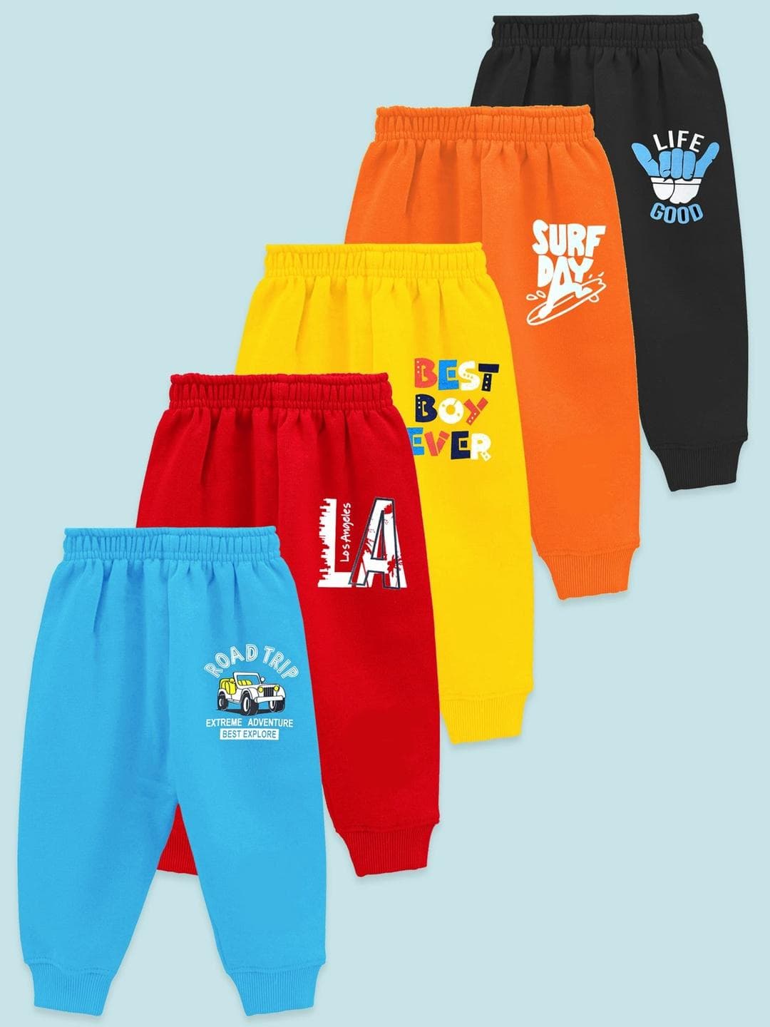 YK Boys Pack Of 5 Regular Fit Printed Pyjamas