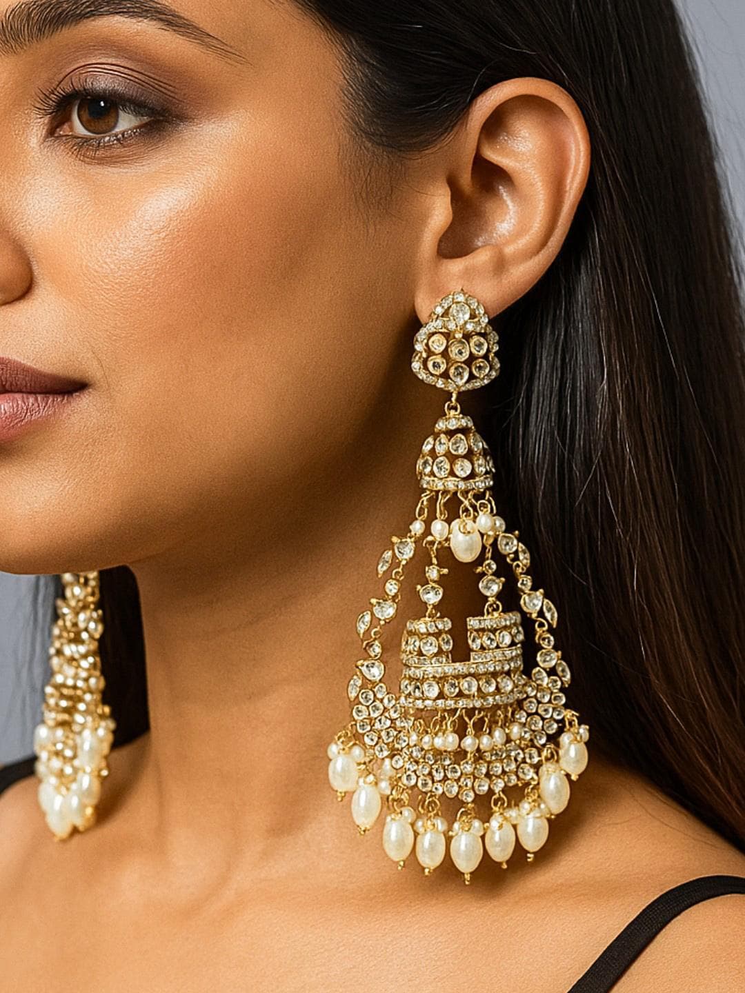 Buy UnfoldSelf Kundan Kashmiri Chandbalis Earrings - - Accessories for Women