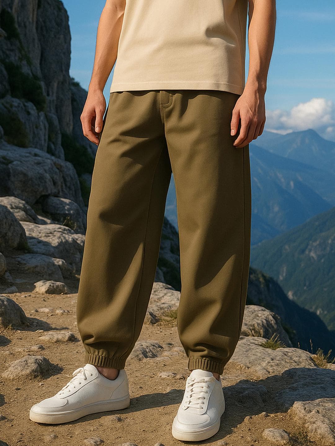 Bewakoof Men Moss Green Oversized Joggers