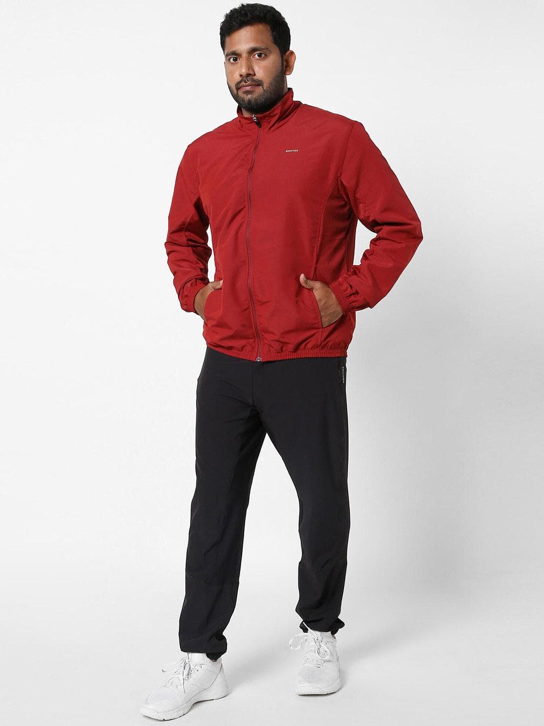 Decathlon Domyos - Men Red FJA 100 Moisture Managing Tracksuit Fitness Jackets