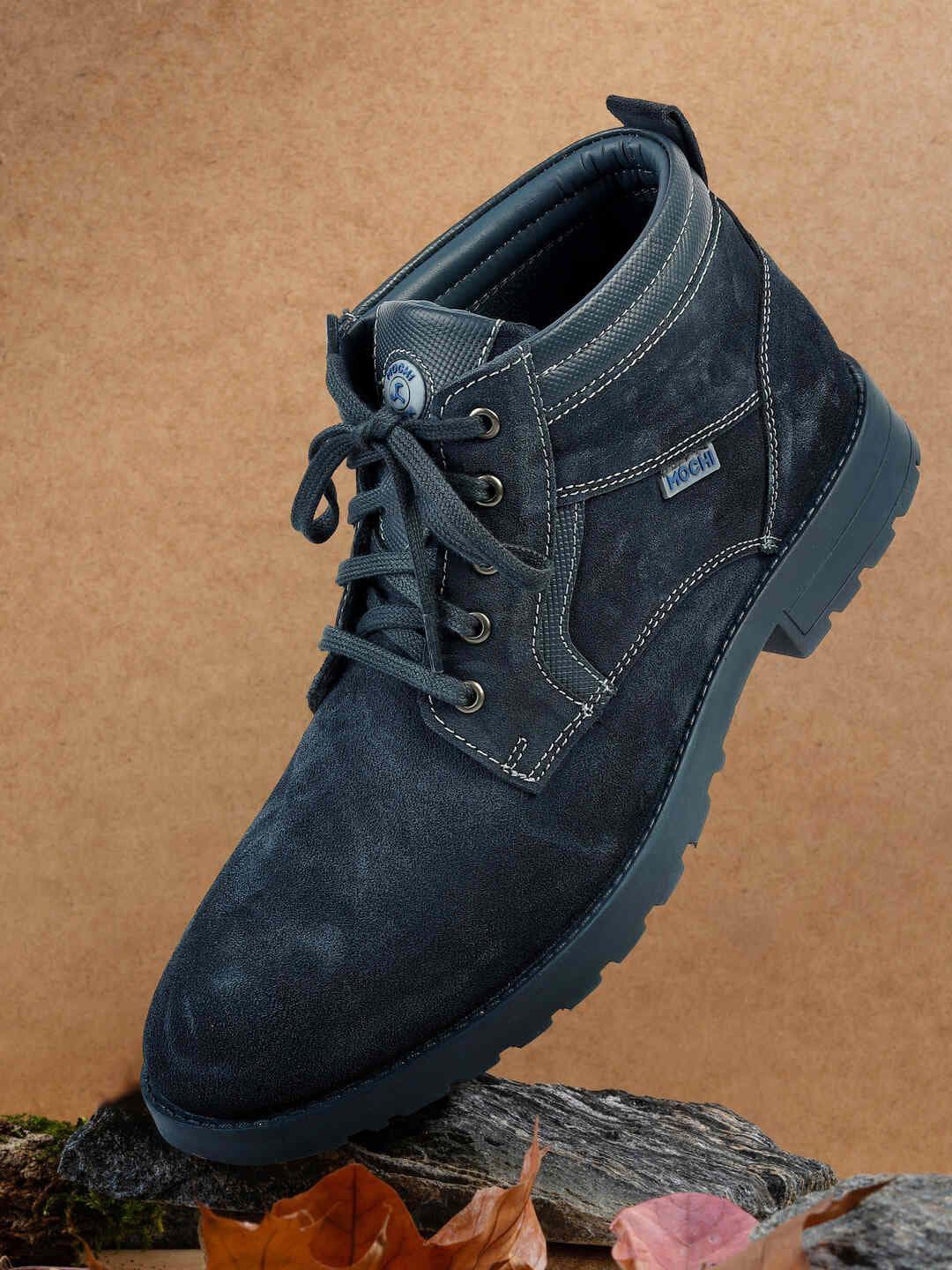 Mochi Round Toe Textured Block Boots