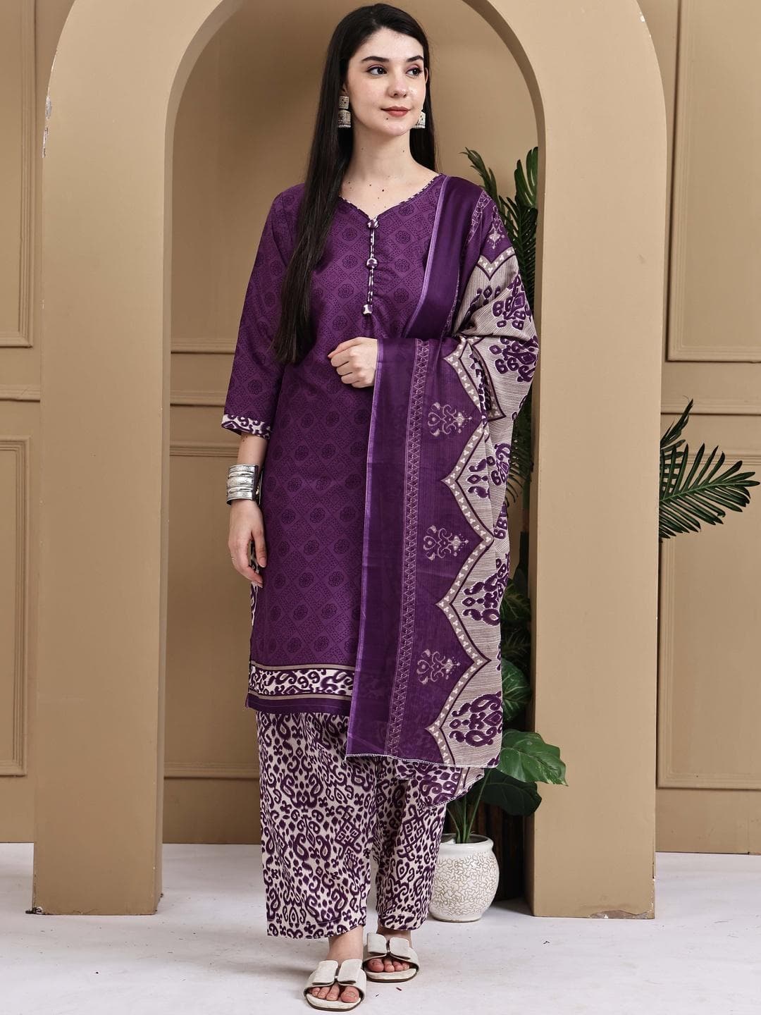 KALINI Women Printed Cotton Blend Kurta Sets With Dupatta