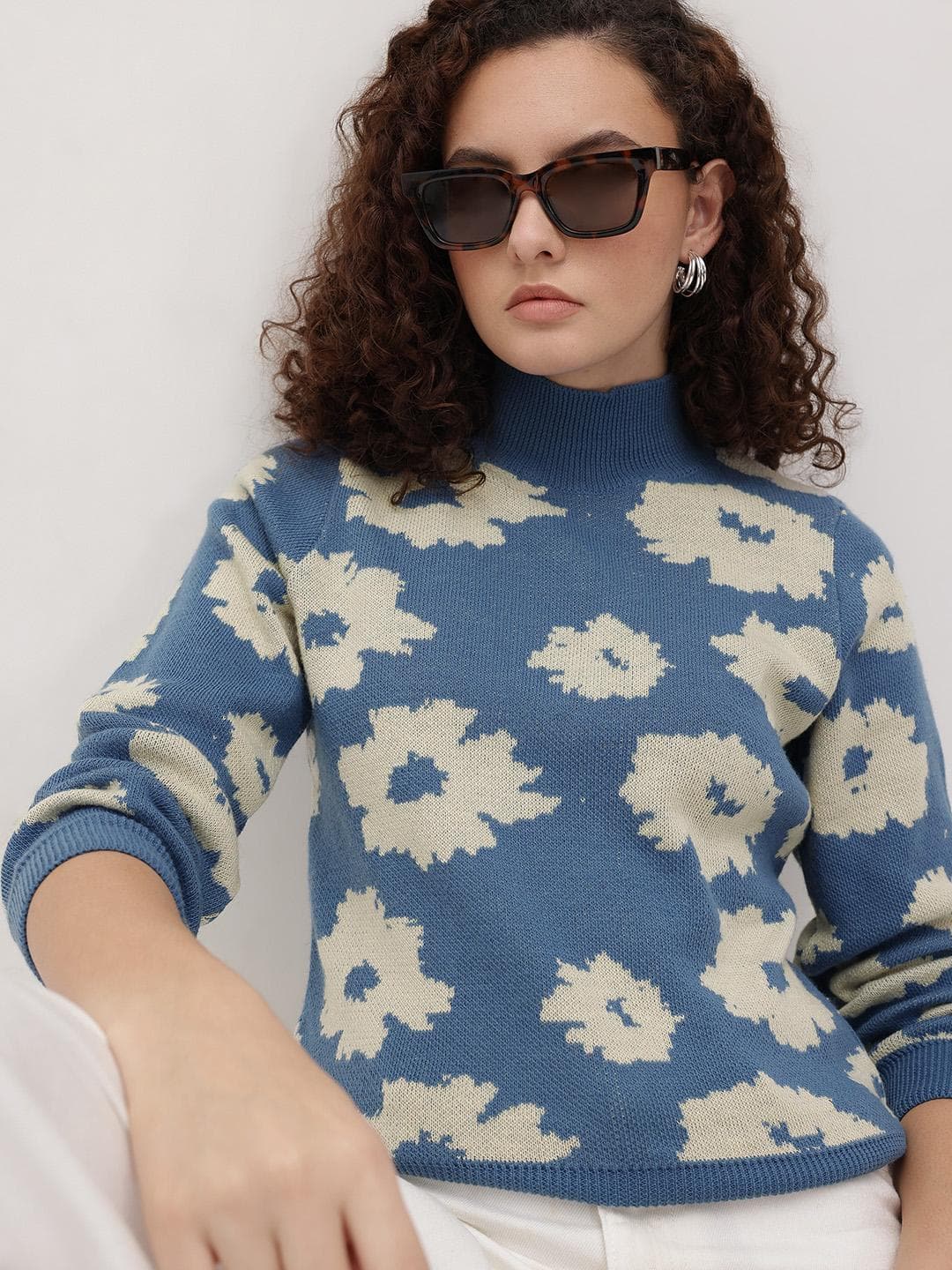 The Roadster Life Co. Floral Print High Neck Sweater