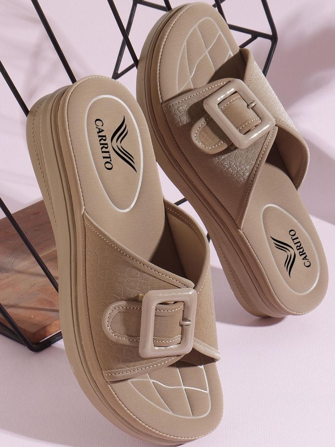 carrito Women Open Toe Wedge Sandals with Buckles