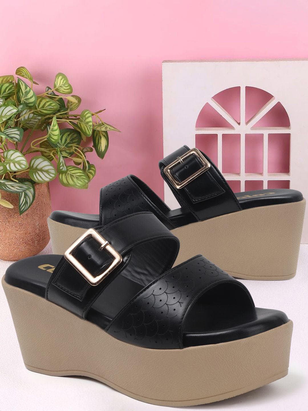 Colo Women Wedge Heel Sandals with Laser Cuts