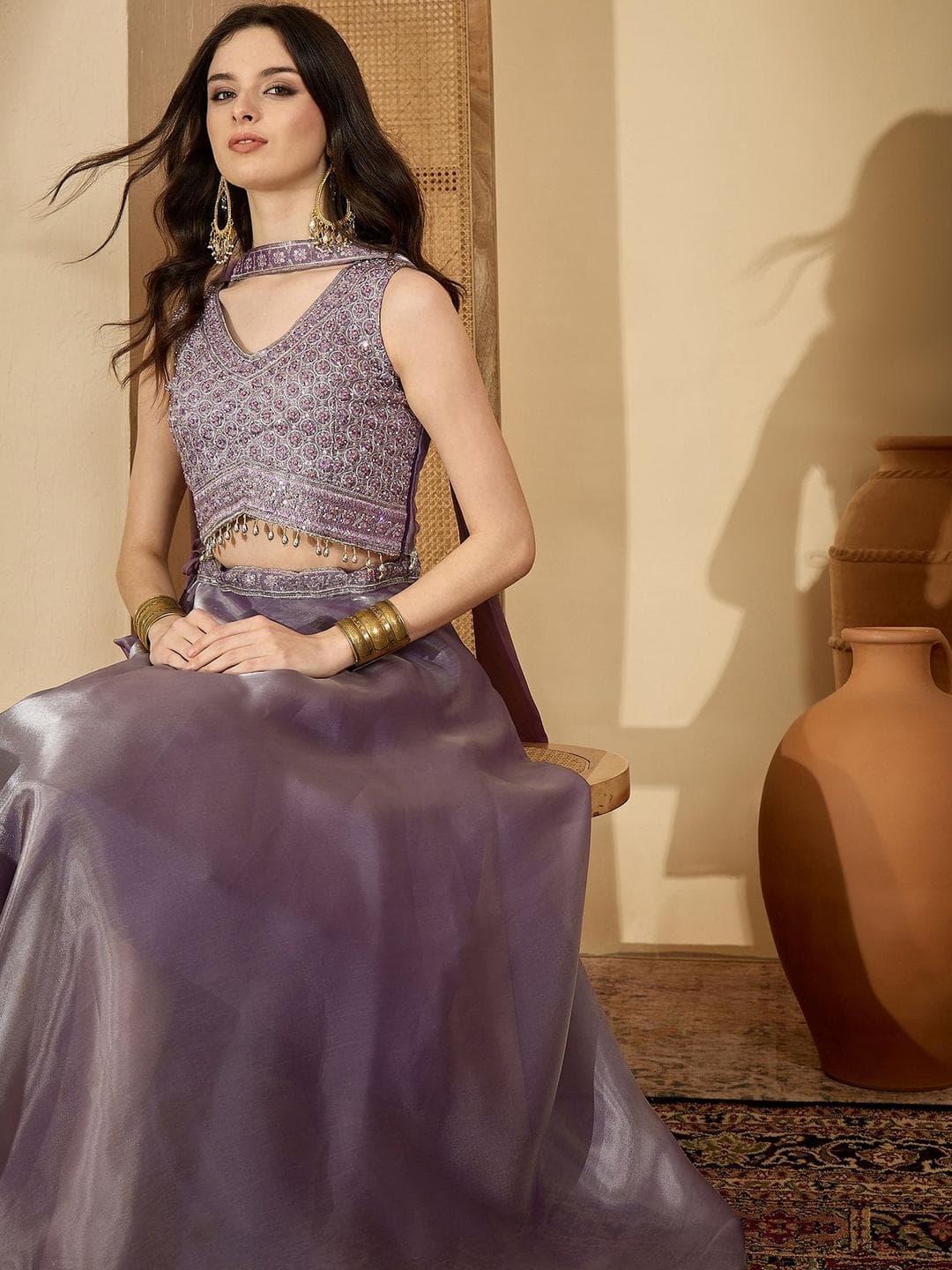Sangria Embroidered Ready to Wear Lehenga & Blouse With Dupatta