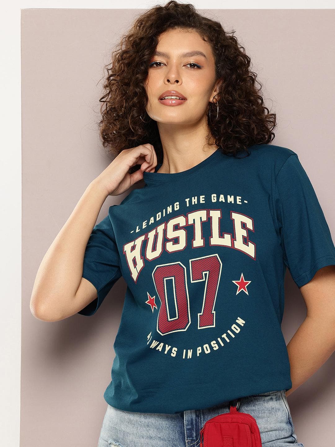 DILLINGER Women Printed Round Neck Oversized Tshirts