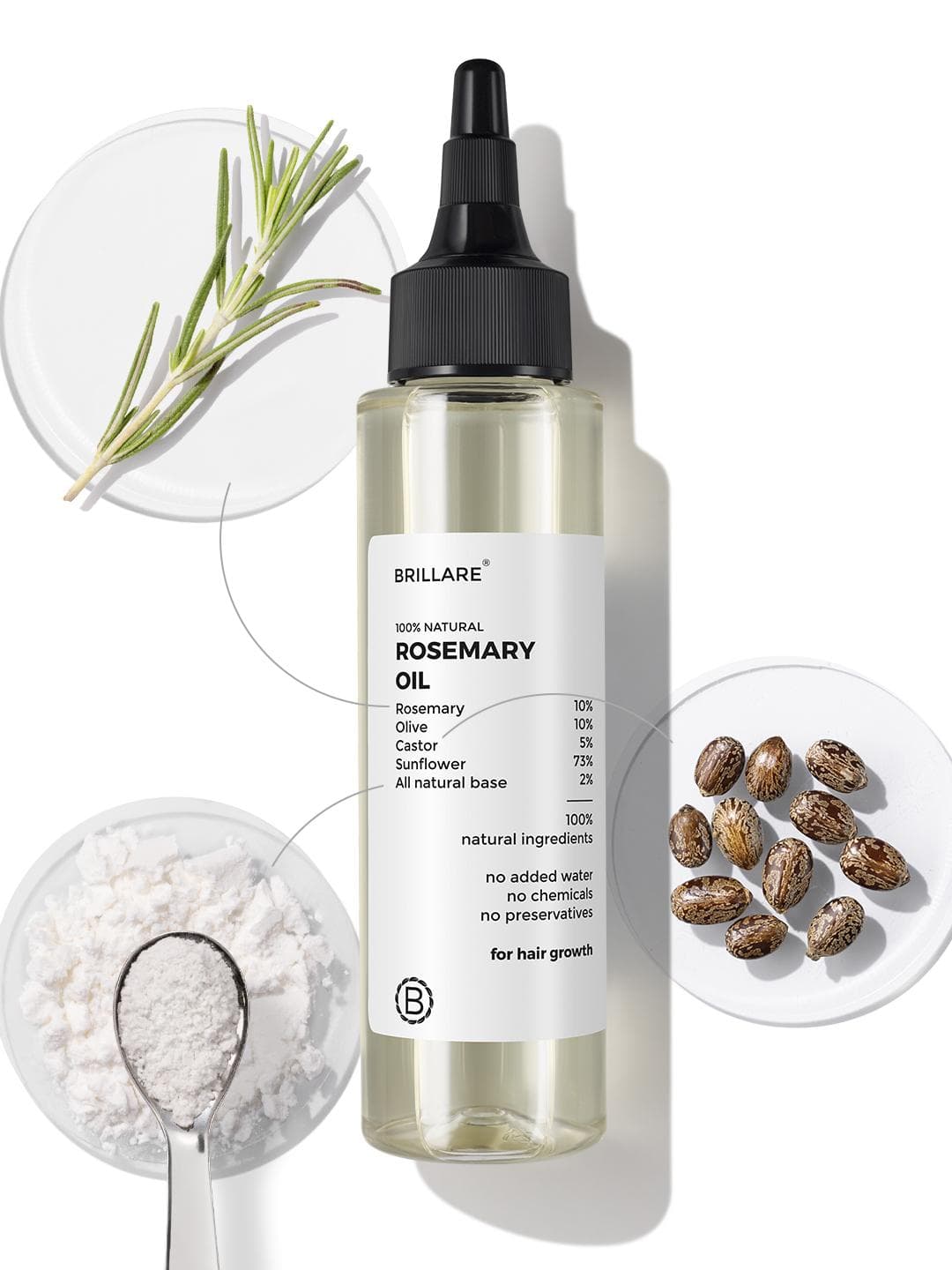 Buy BRILLARE 10% Rosemary Hair Oil For Hair Strengthening, Growth & Reduces Hair Fall 100ml - - Personal Care for Unisex