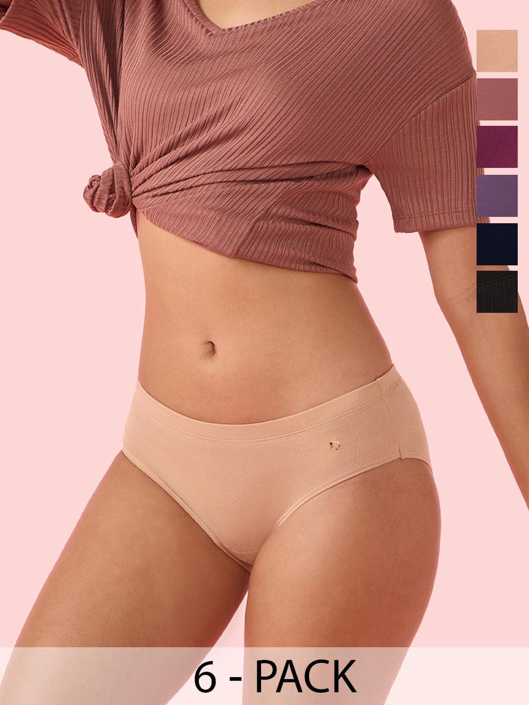 Buy Enamor Pack Of 6 Stretch Cotton Antimicrobial And Stain Releas Finish Hipster Brief CR17 - - Apparel for Women