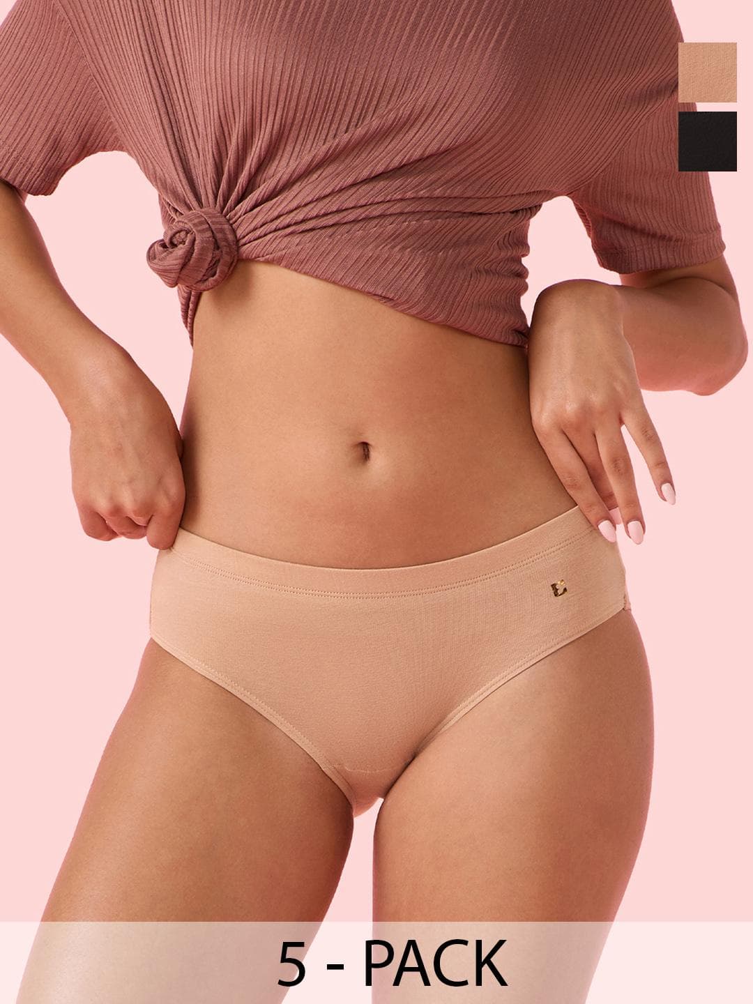Buy Enamor Pack Of 5 Classic Antimicrobial And Stain Release Finish Hipster Panty CR17 - - Apparel for Women