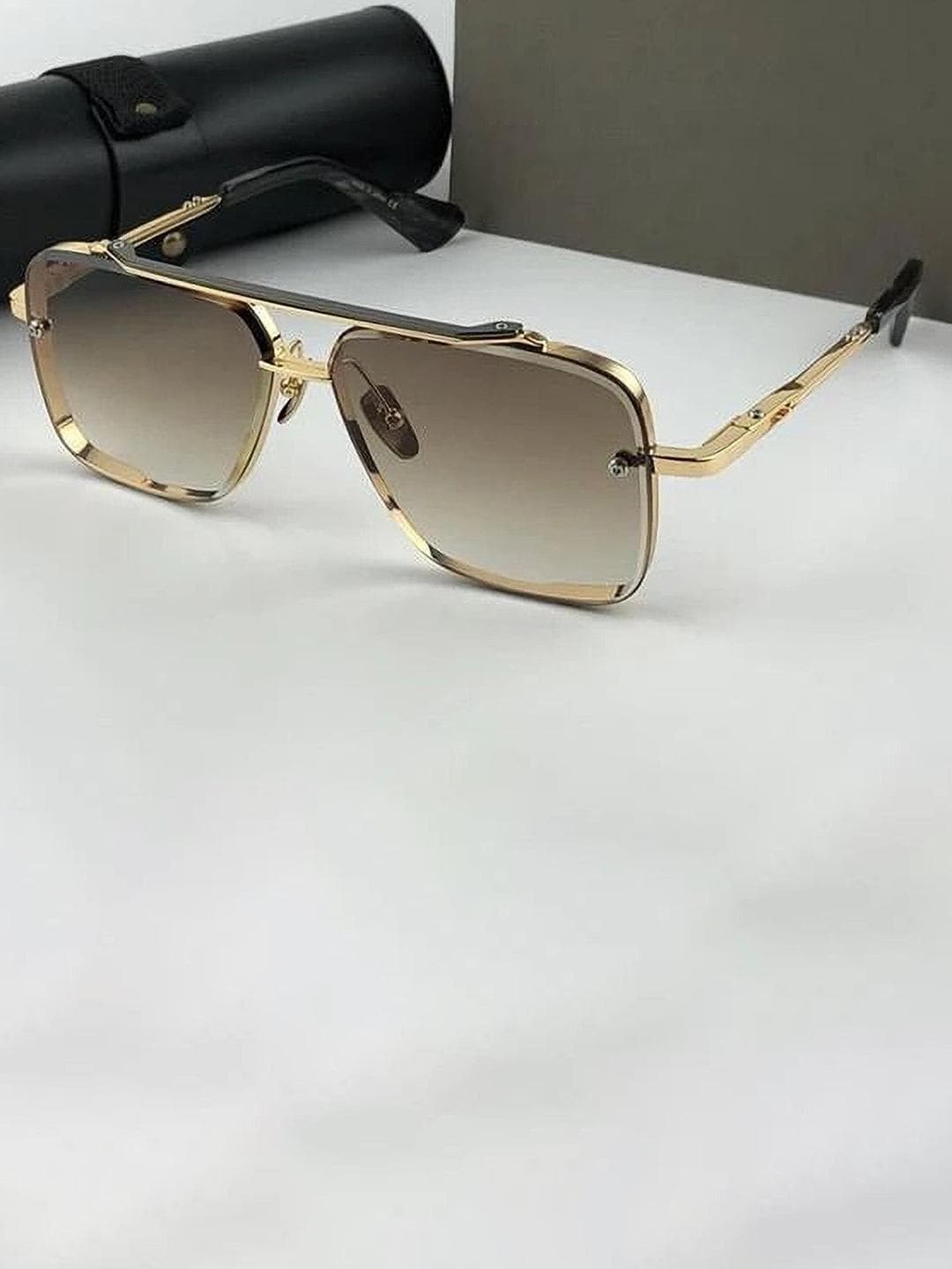 Buy SPADEACES Men Square UV Protected Lens Sunglasses GOLD BROWN ROCK SQUARE_g - - Accessories for Men