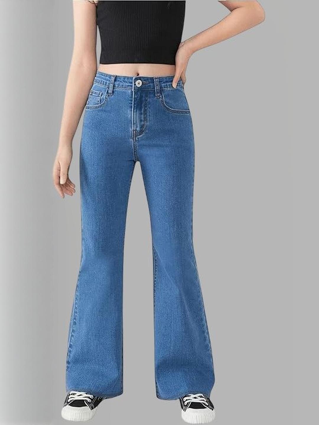 ADBUCKS Girls Bootcut High-Rise Light Fade Stretchable Cotton Jeans