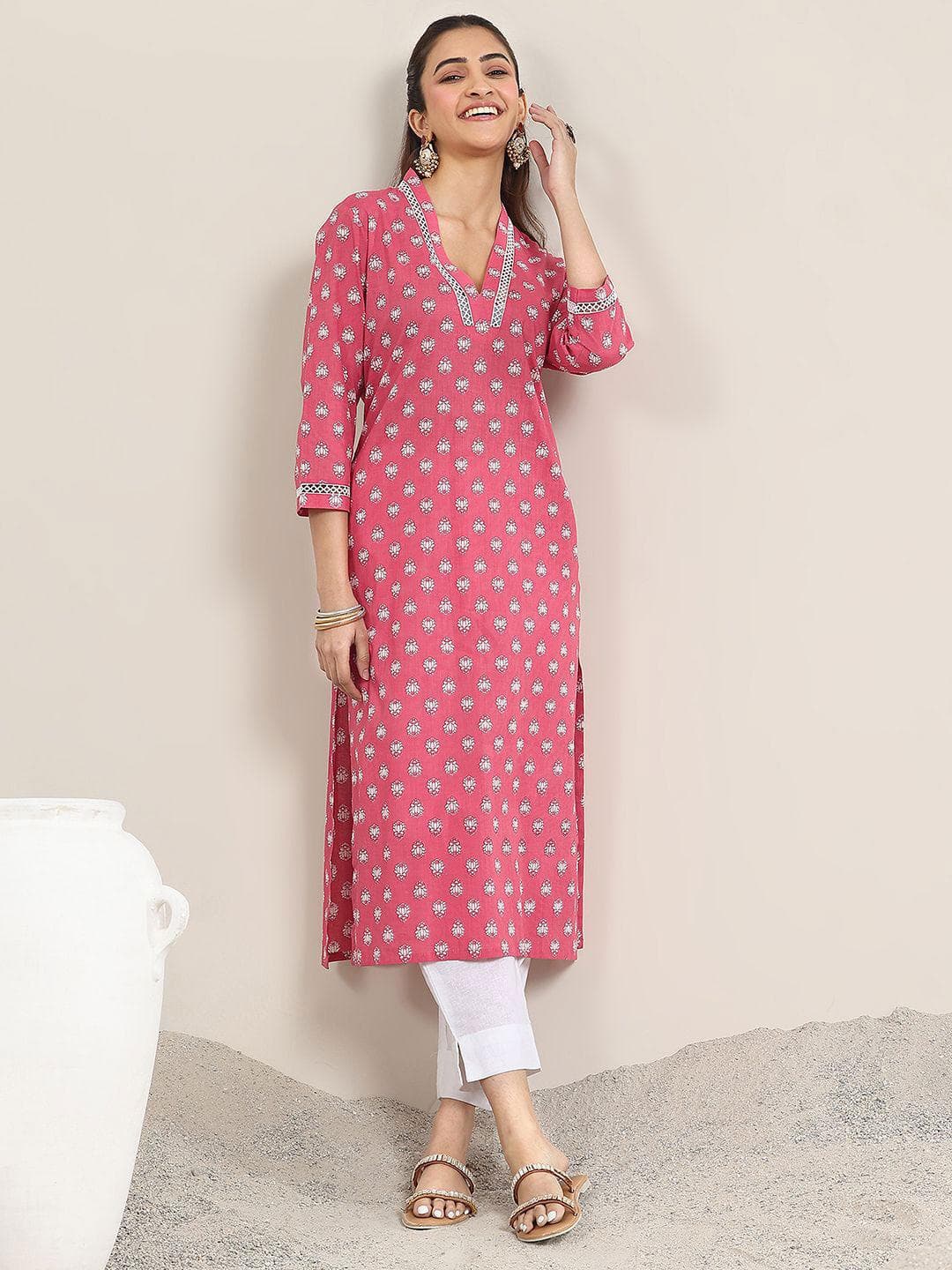 Libas Women Floral Daily Cotton Straight Kurta
