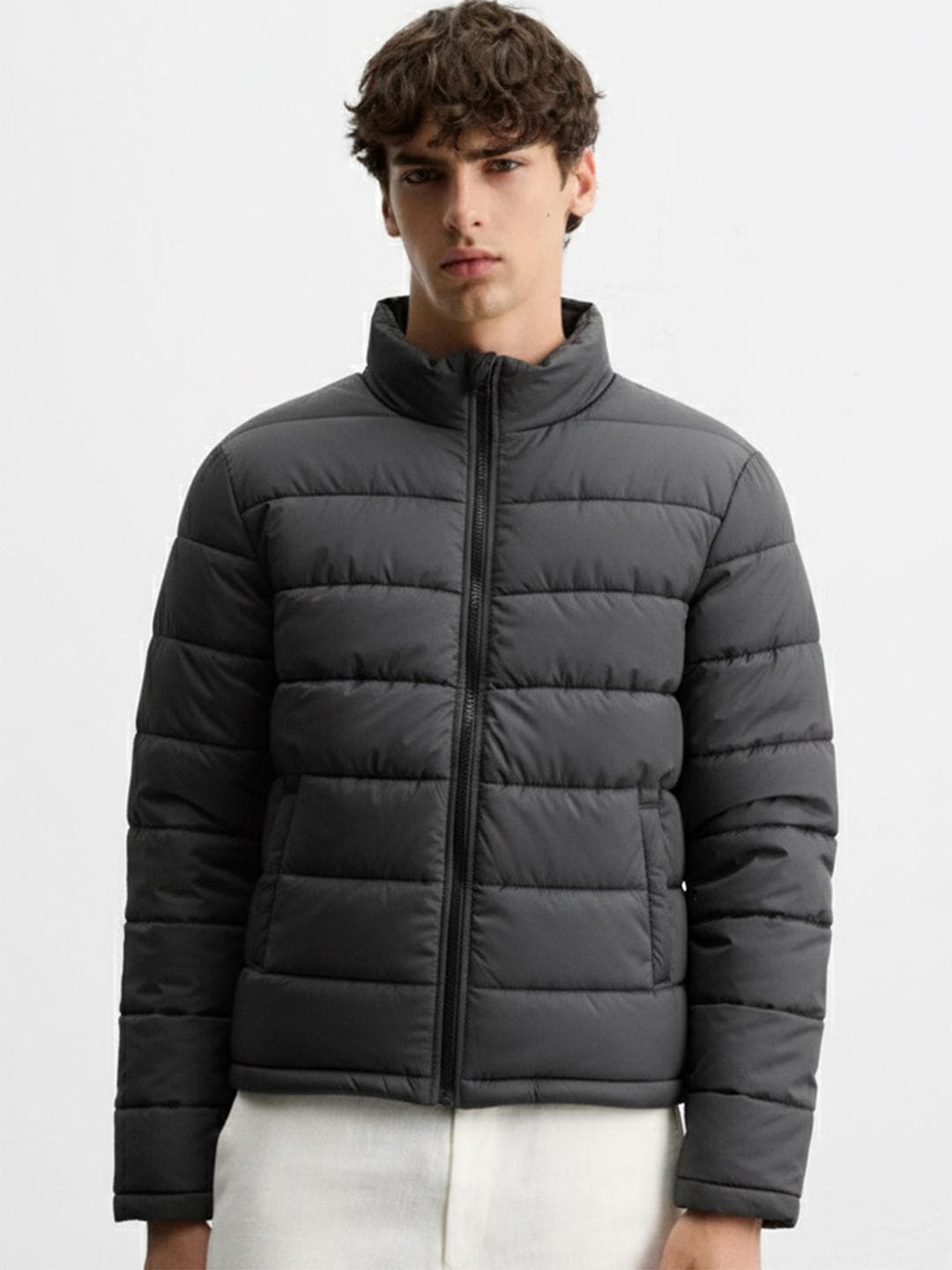 HIGHLANDER Men Black Solid Padded Jacket