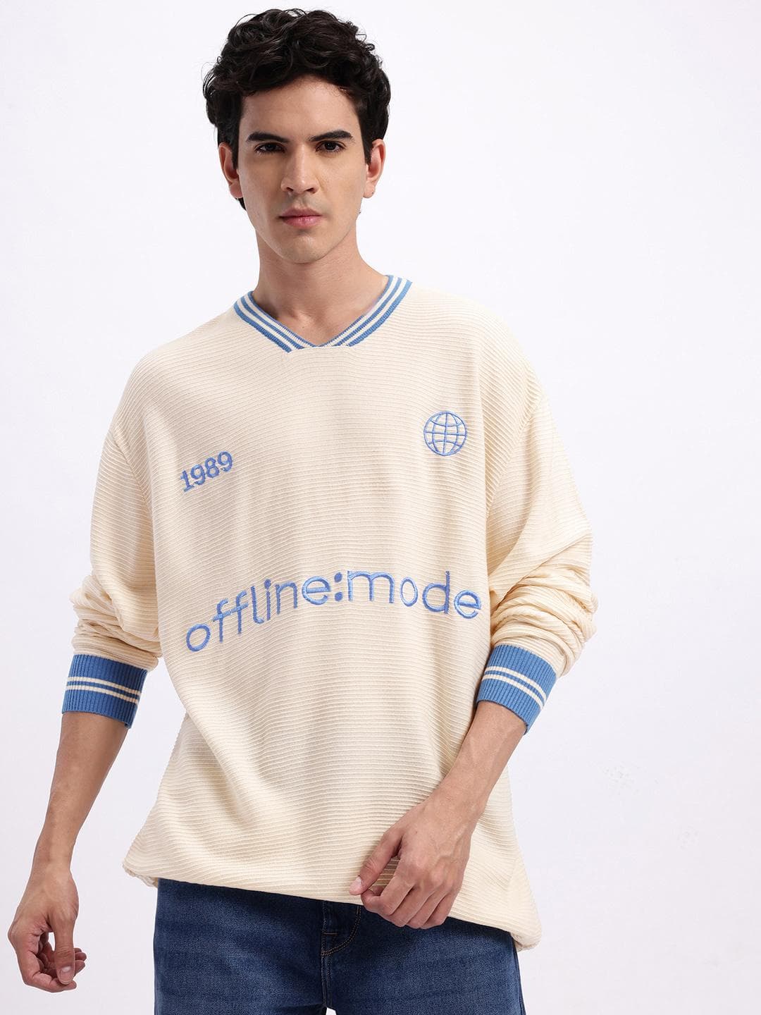 glitchez Typography Self Design Oversized Sweaters
