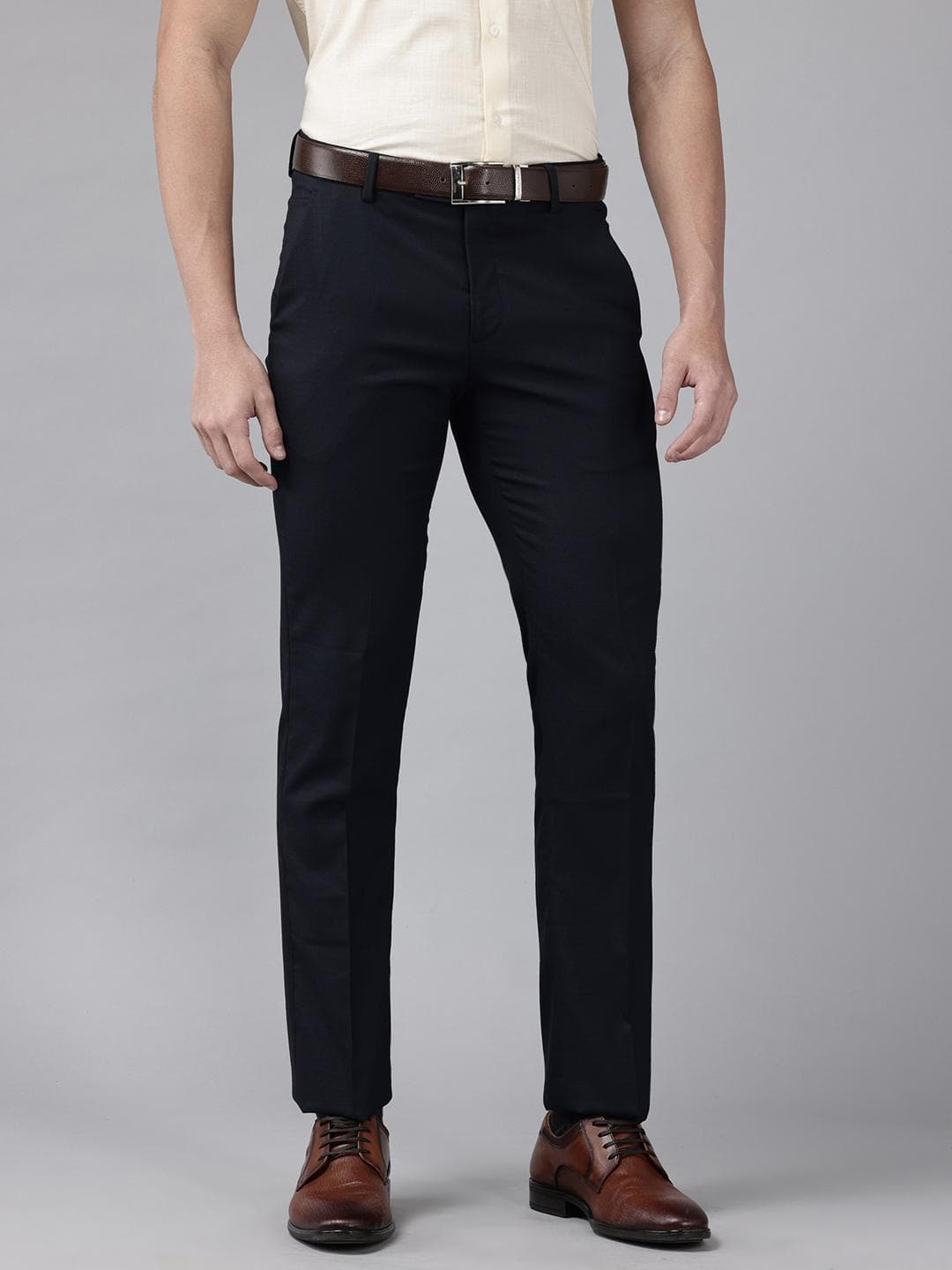 Arrow Men Checked Mid-Rise Tailored Fit Formal Trousers