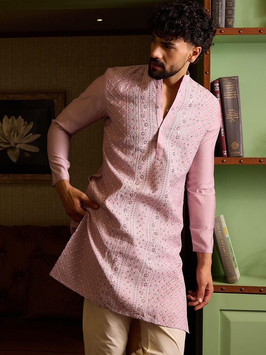 CHHAAP Embroidered Geometric Floral Ethnic Motifs Kurta Pyjama Set