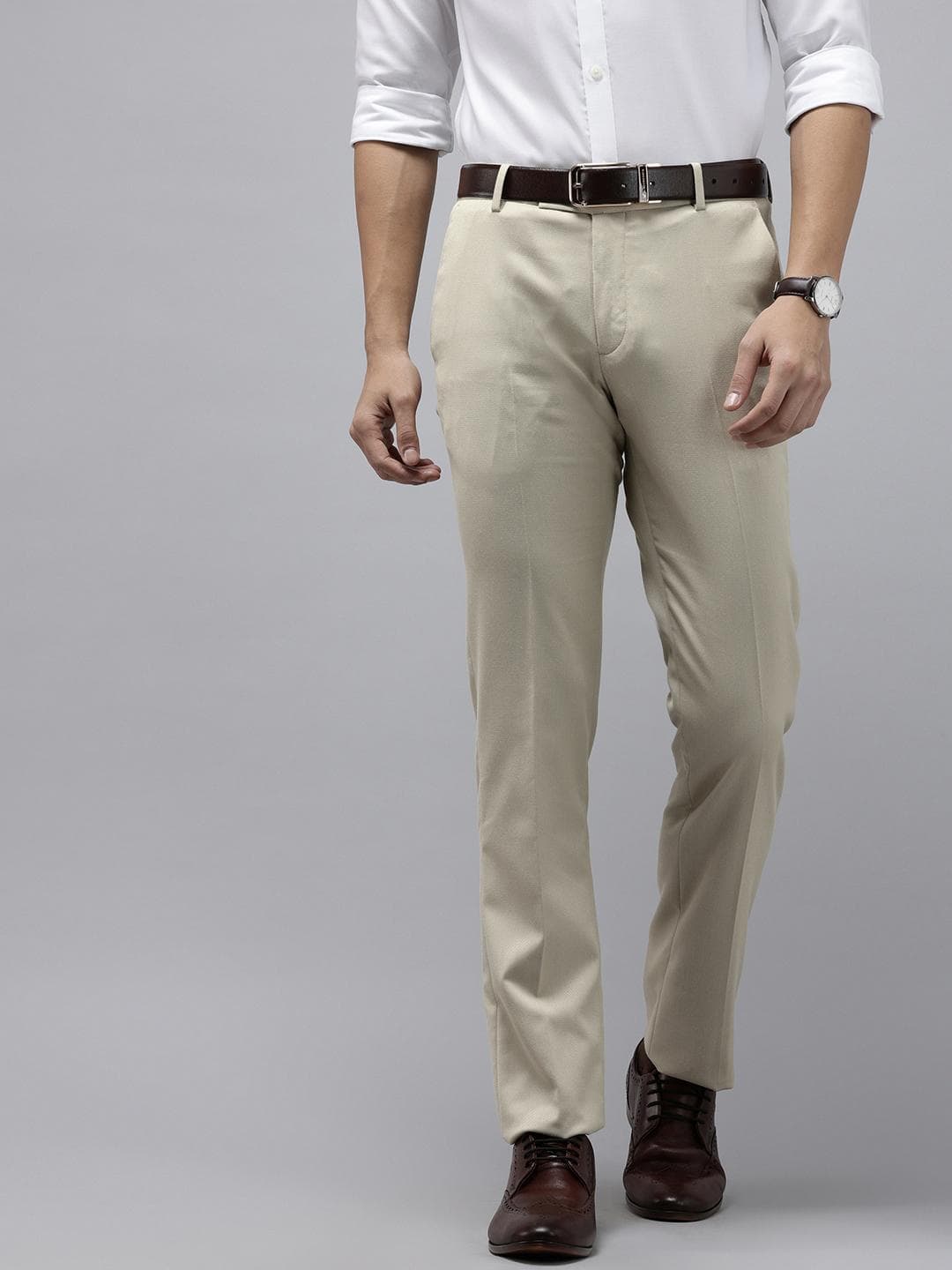 Arrow Men Self-Design Hudson Tailored Fit Formal Trousers