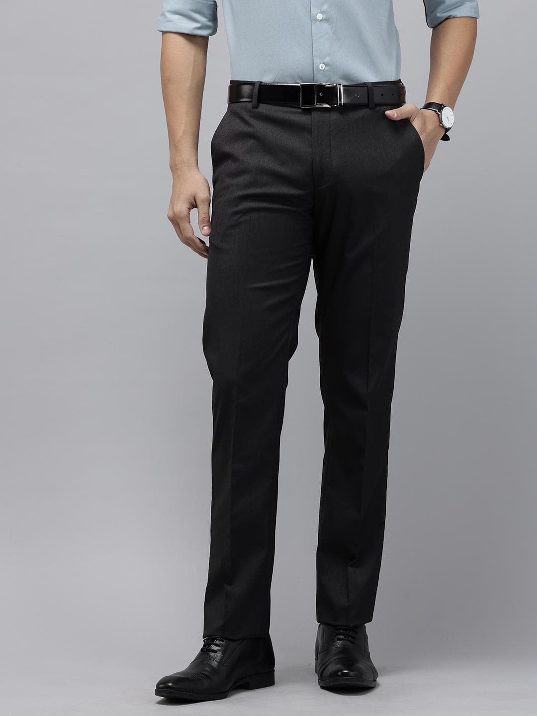Arrow Men Tapered Fit Self Design Textured Formal Trousers