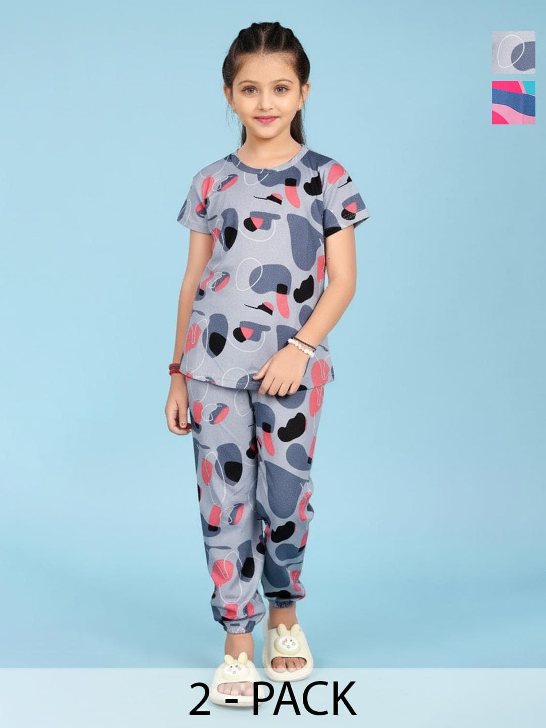 LITBABY Girls Printed Short Sleeves Nightdress