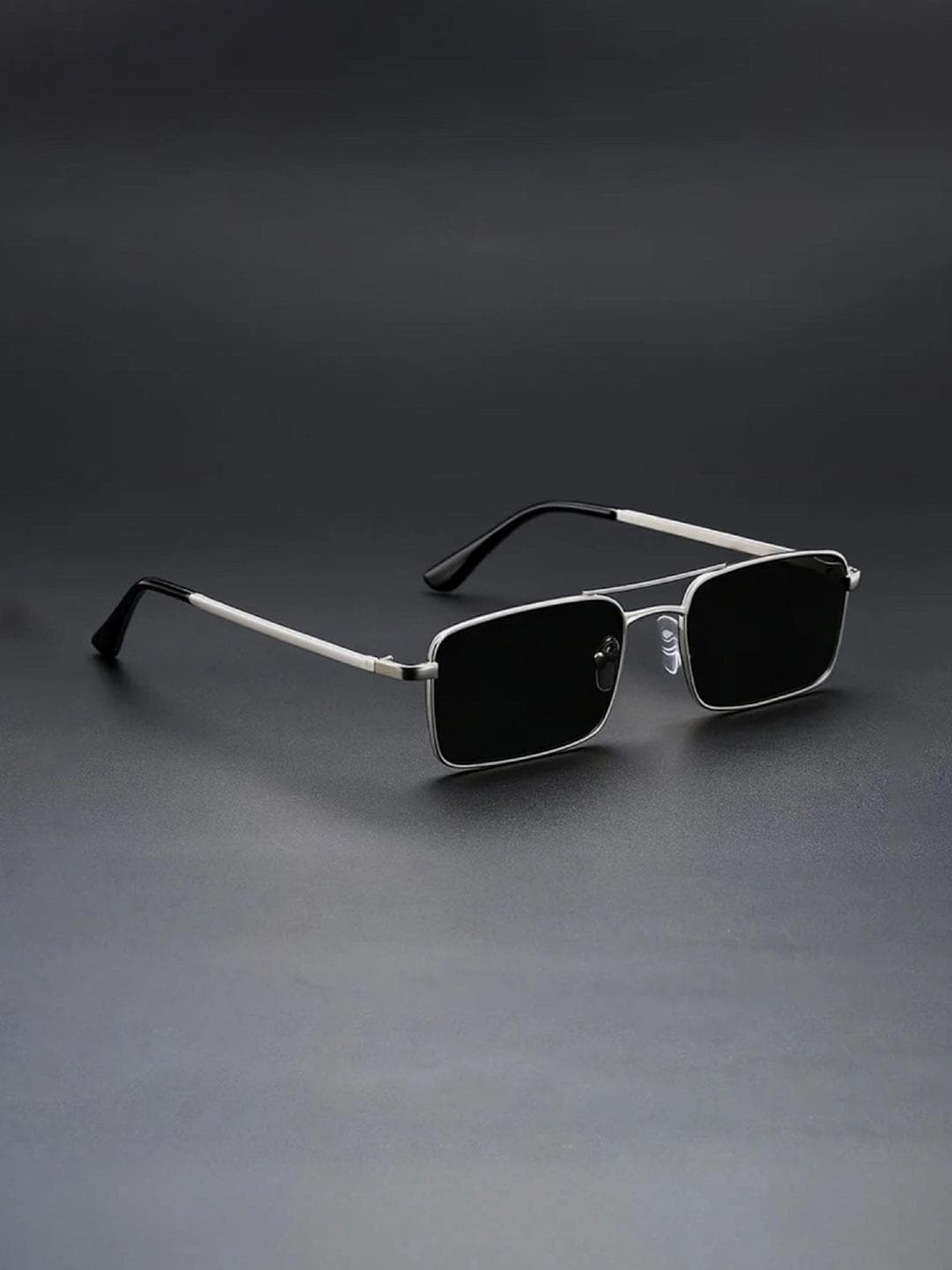 Buy IFLASH Unisex Black Lens & Steel Toned Rectangle Sunglasses With - - Accessories for Unisex