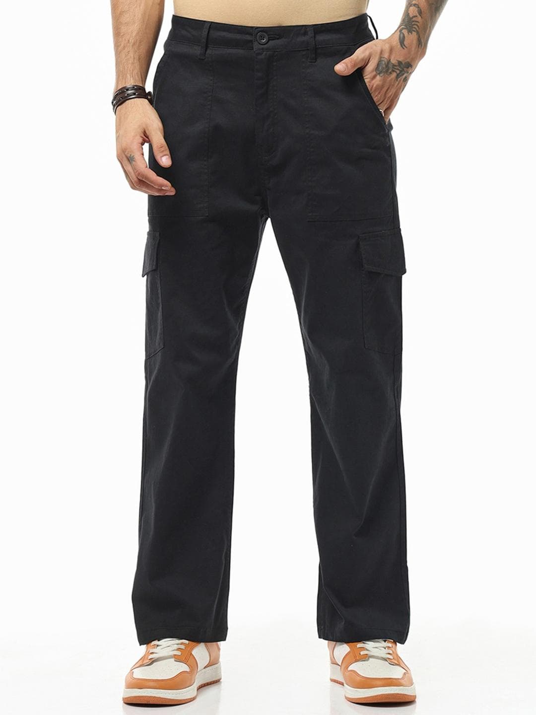 Bewakoof Men Straight Fit Cargo Trousers