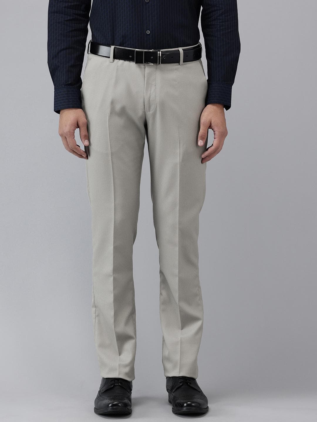 Arrow Men Tapered Fit Textured Checked Formal Trousers