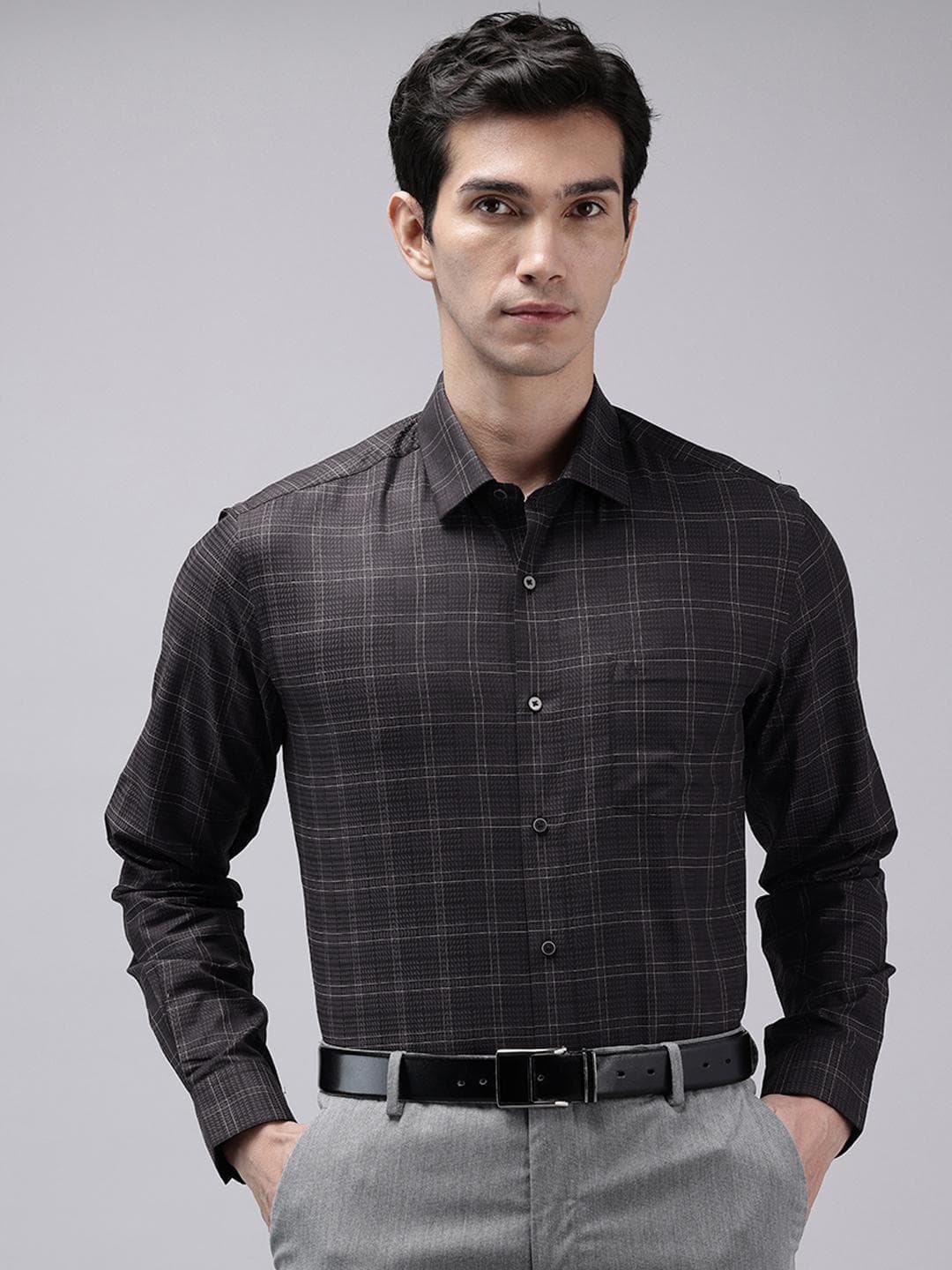 Arrow Manhattan Slim Fit Checked Pure Cotton Formal Shirt