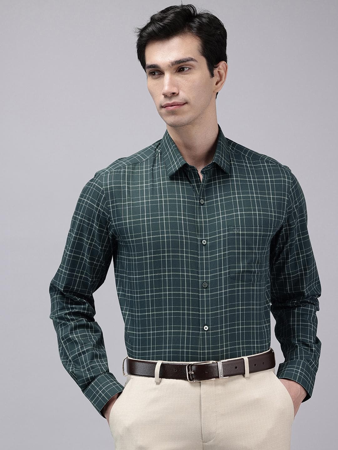 Arrow Manhattan Slim Fit Checked Pure Cotton Formal Shirt