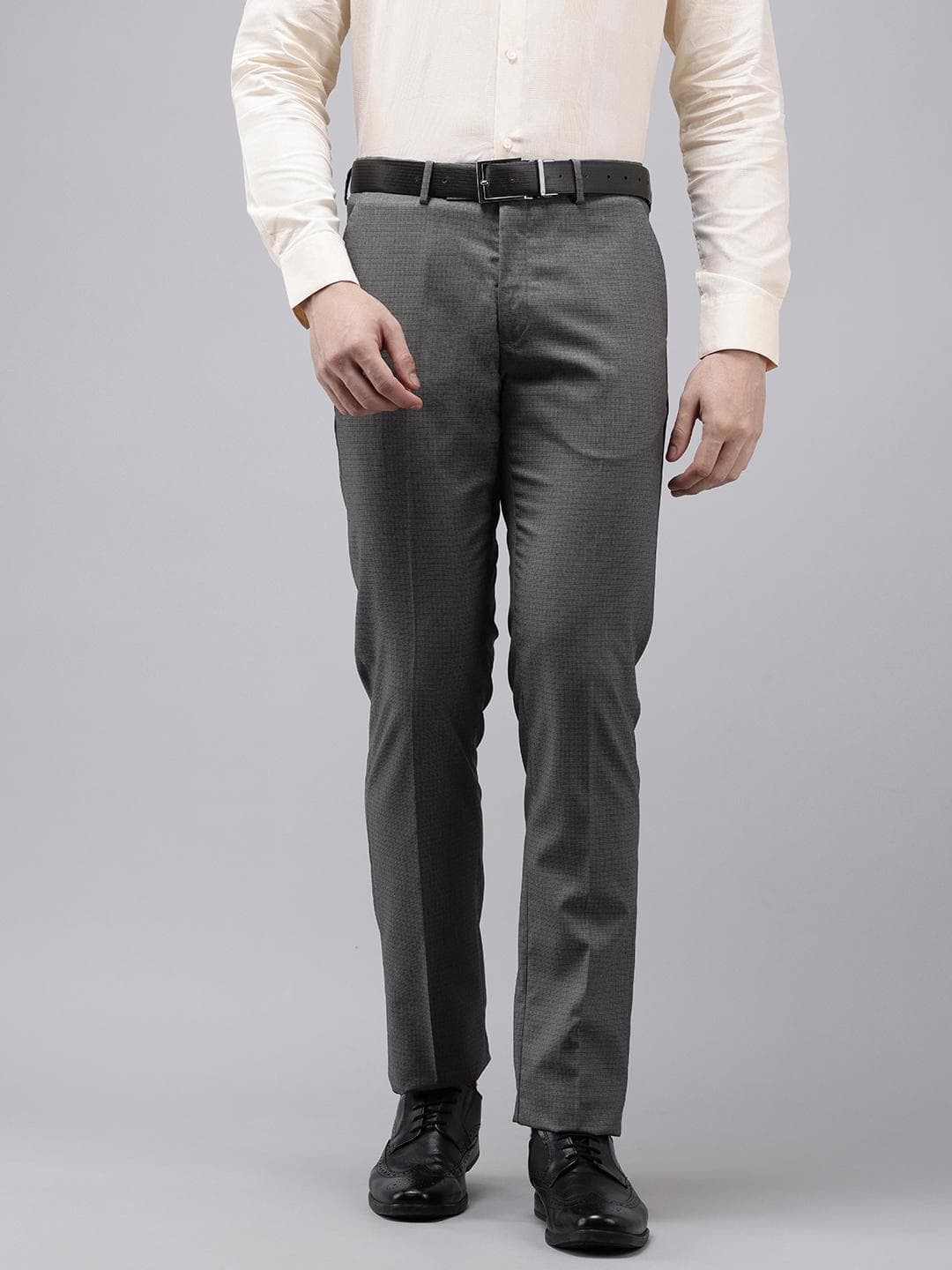 Arrow Men Hudson Tailored Fit Checked Formal Trousers
