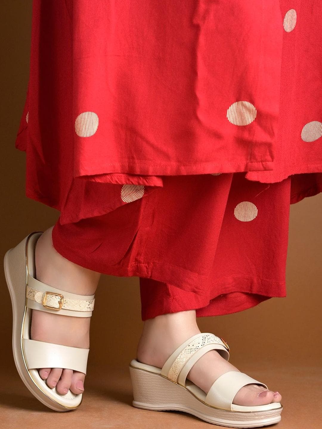 Stylestry Textured Wedge Sandals with Buckles