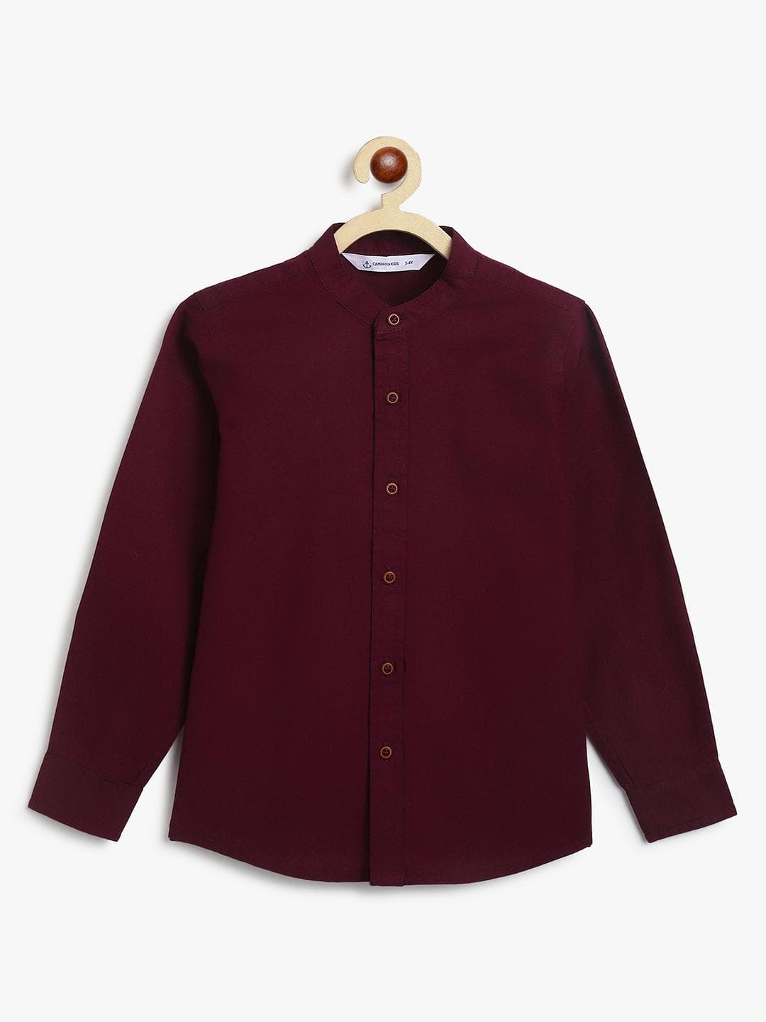 Campana Boys Mandarin Collar Solid Cotton Shirt